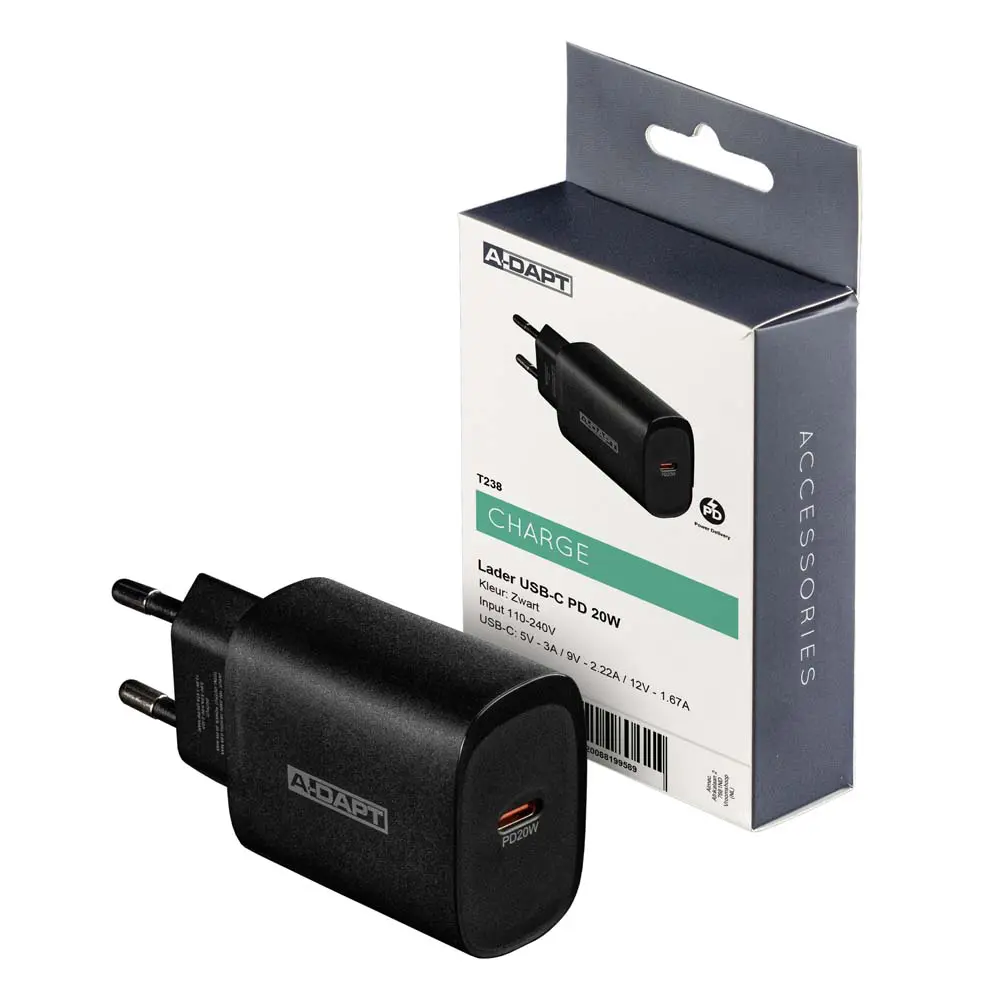 Heimladegerät 20W 1x USB-C PD schwarz