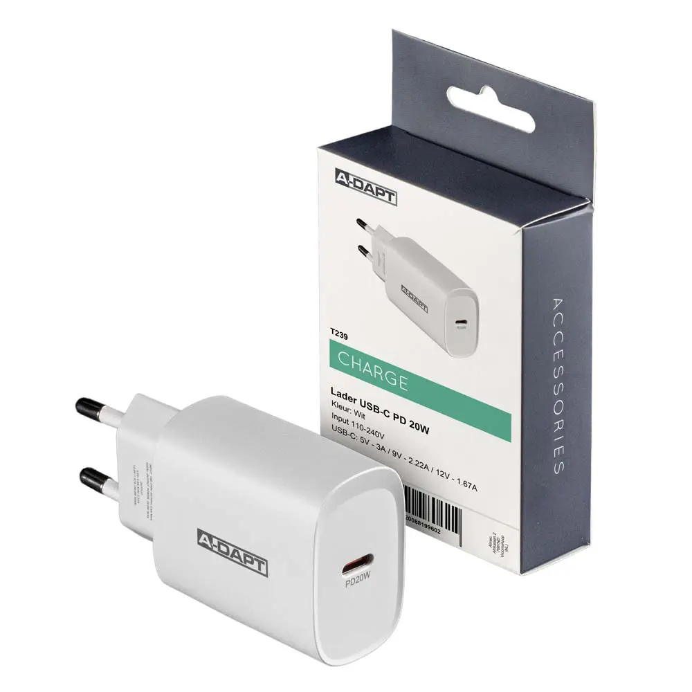 Thuislader 20W 1x USB-C PD wit