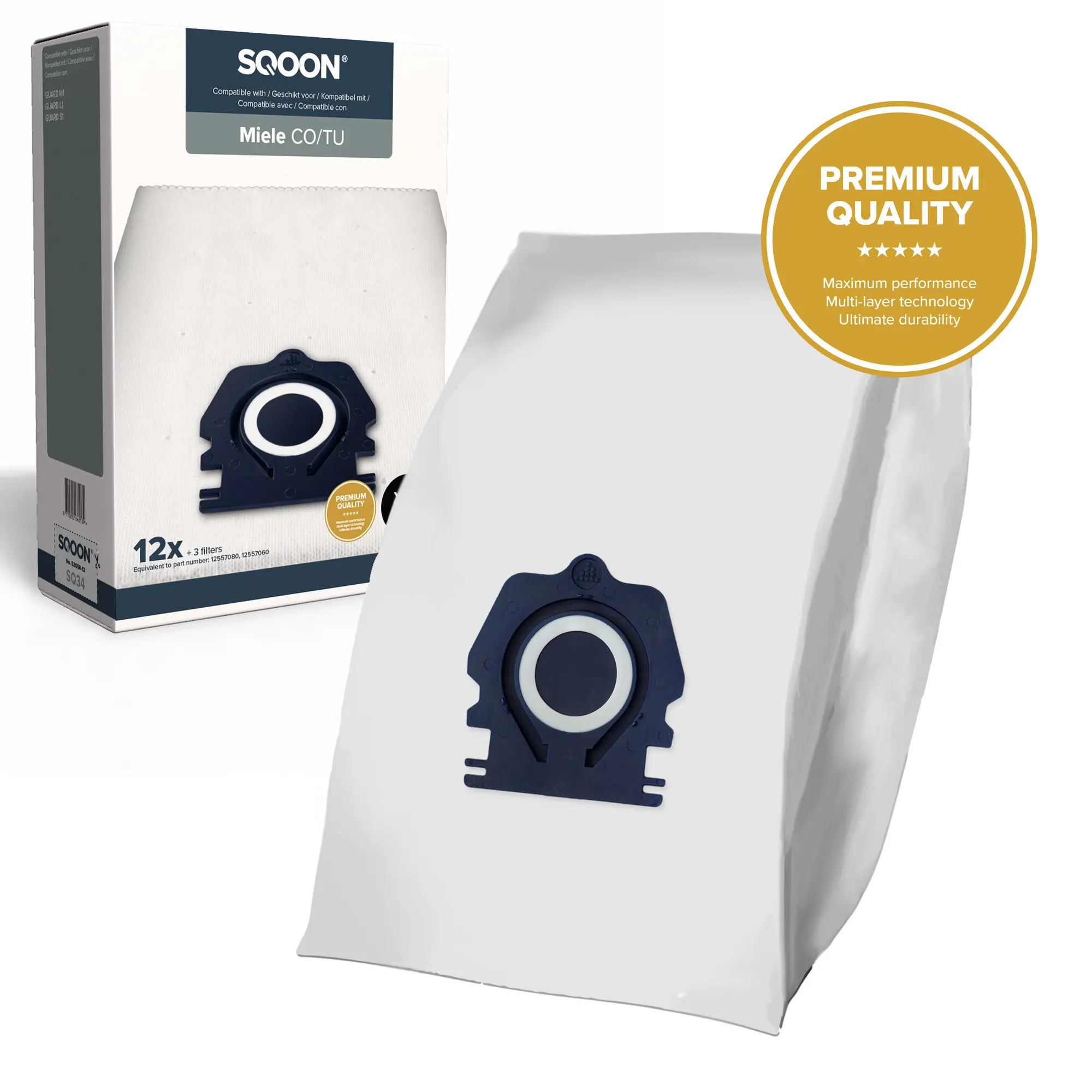 SQOON Sacs d'aspirateur adaptés à Miele Guard-series Pro